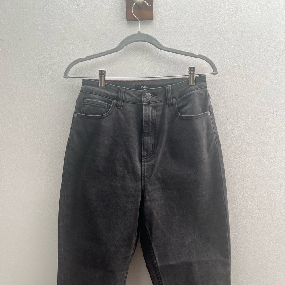 Black/ Grey RVCA High-Waisted Jeans